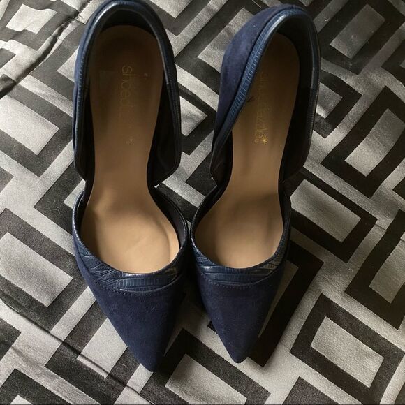 Shoedazzle suede navy blue pointy heel - Picture 8 of 11